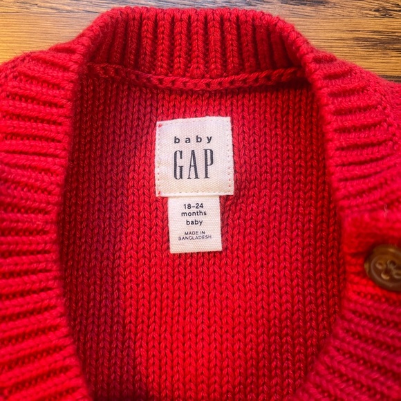 Baby GAP Kids Solid Christmas Holiday Red Cable Knit Sweater Size 18-24 Months - Picture 6 of 10